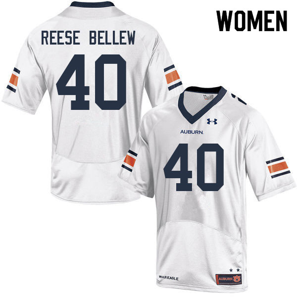 Women #40 John Reese Bellew Auburn Tigers College Football Jerseys Sale-White - Click Image to Close